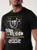 True Religion Men Black Printed Round Neck Regular Fit T Shirt