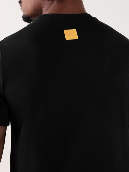 True Religion Men Black Printed Round Neck Regular Fit T Shirt