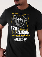 True Religion Men Black Printed Round Neck Regular Fit T Shirt