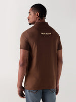 True Religion Men Brown Logo Regular Fit Polo T-Shirt