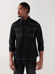 True Religion Men Black Regular Fit Shirt