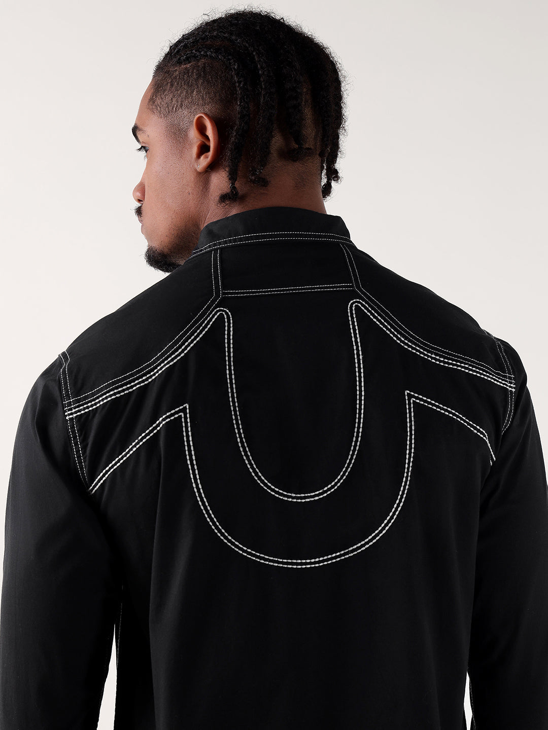 True Religion Men Black Regular Fit Shirt