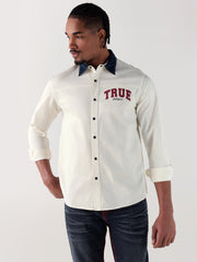True Religion Men Beige Regular Fit Shirt