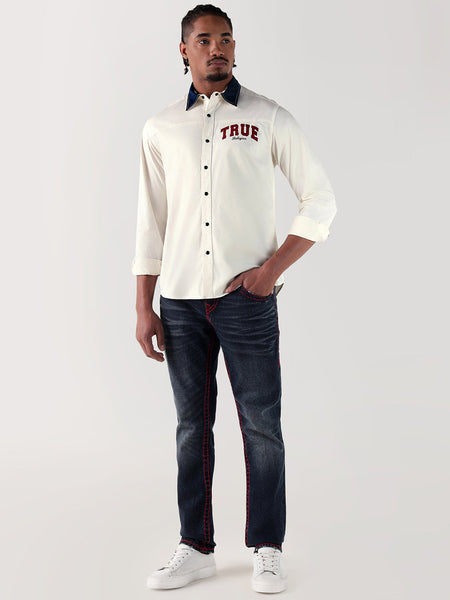 True Religion Men Beige Regular Fit Shirt