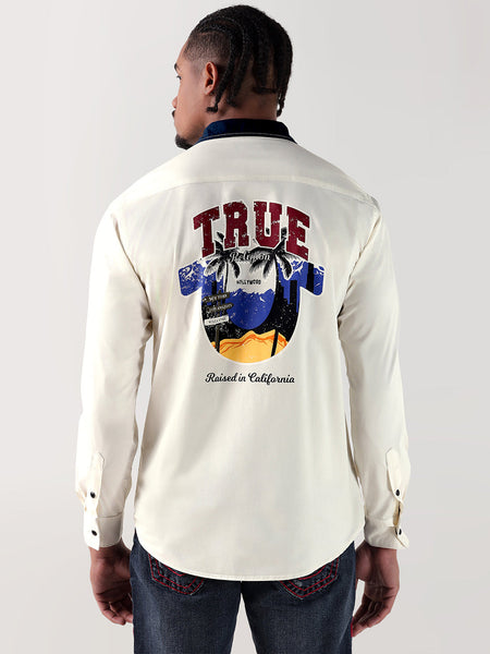 True Religion Men Beige Regular Fit Shirt