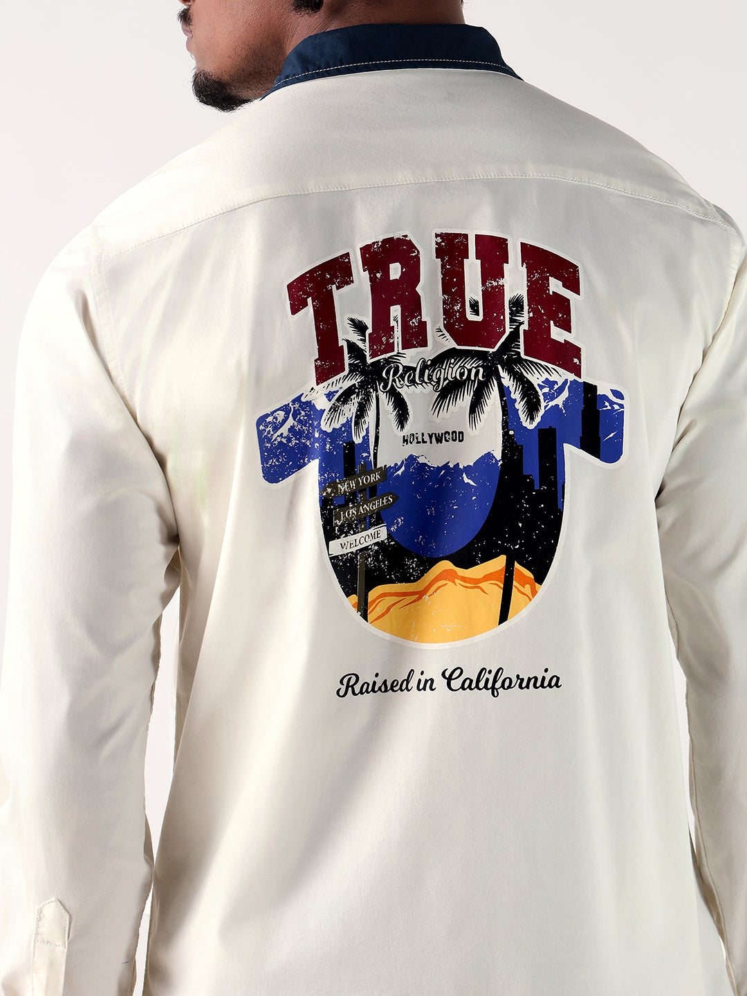True Religion Men Beige Regular Fit Shirt