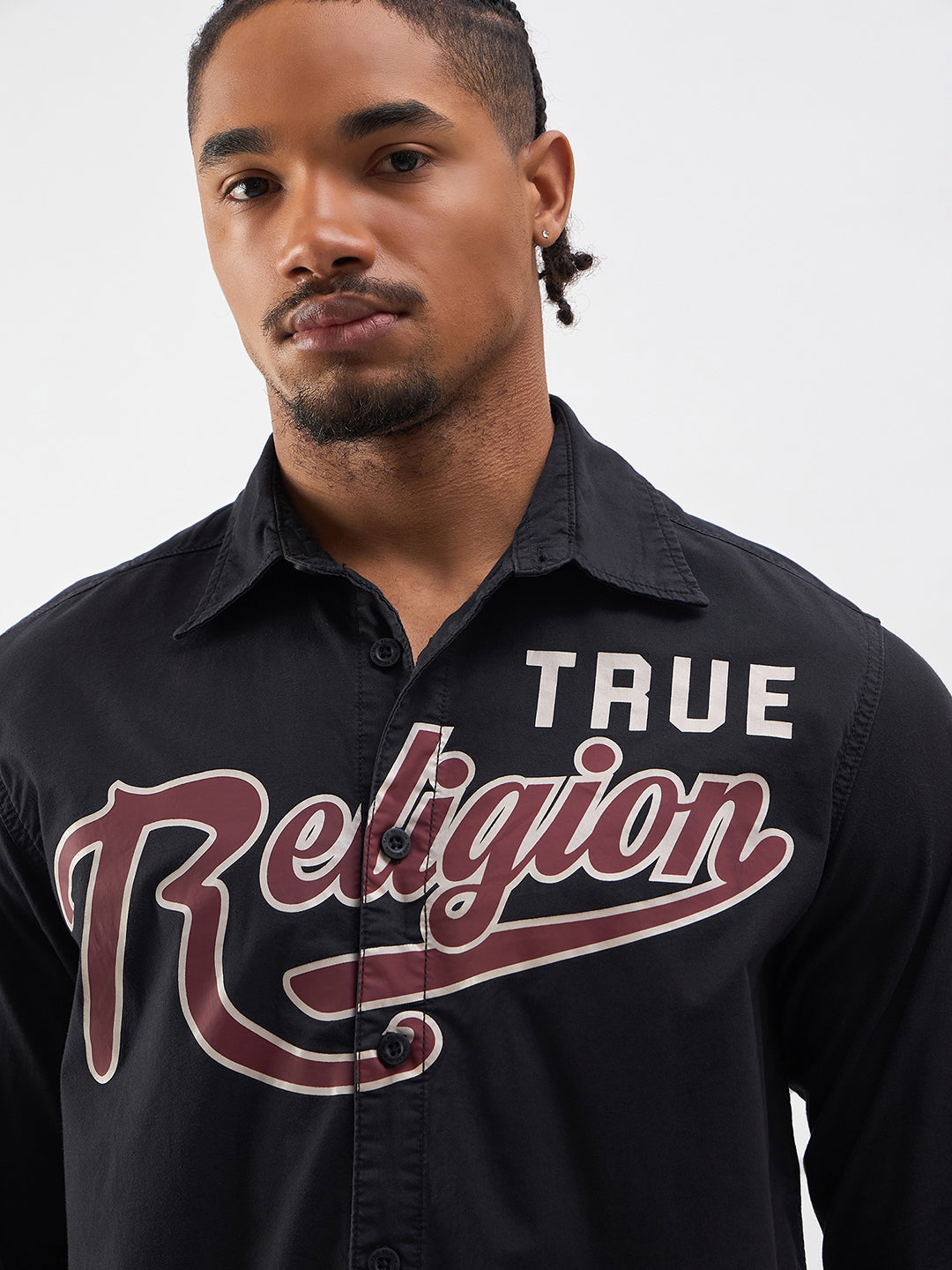 Men black logo regular fit shirt