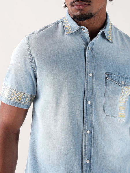 True Religion Men Blue Regular Fit Shirt