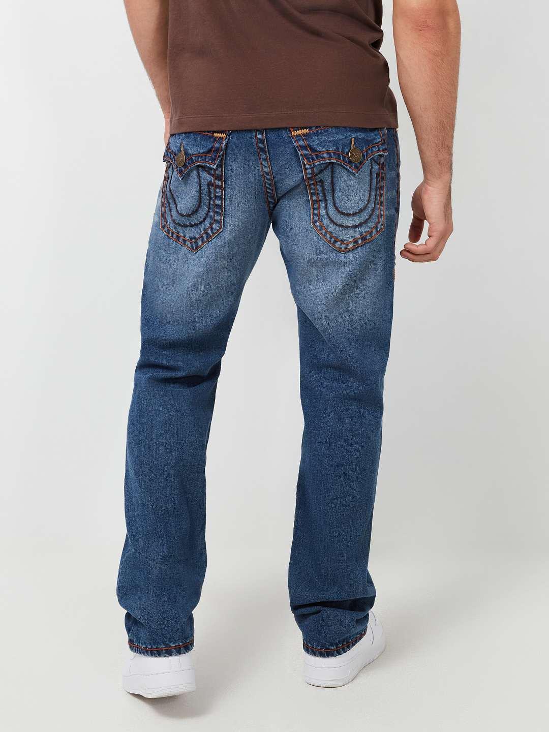 True Religion Men SUPER T Ricky Straight Fit Medium Wash Jeans