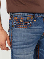 True Religion Men SUPER T Ricky Straight Fit Medium Wash Jeans