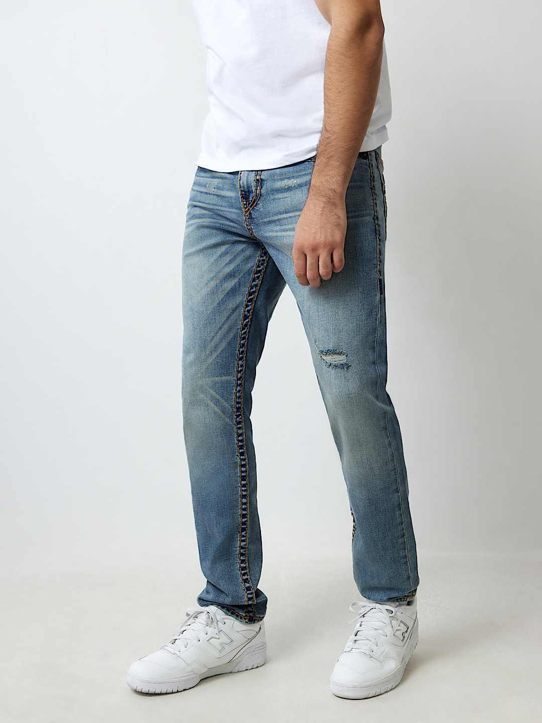 True Religion Men SUPER T Rocco Slim Fit Medium Wash Jeans