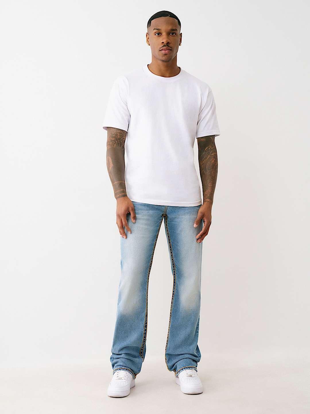 True Religion Men ROPE STITCH Ricky Straight Fit Medium Wash Jeans