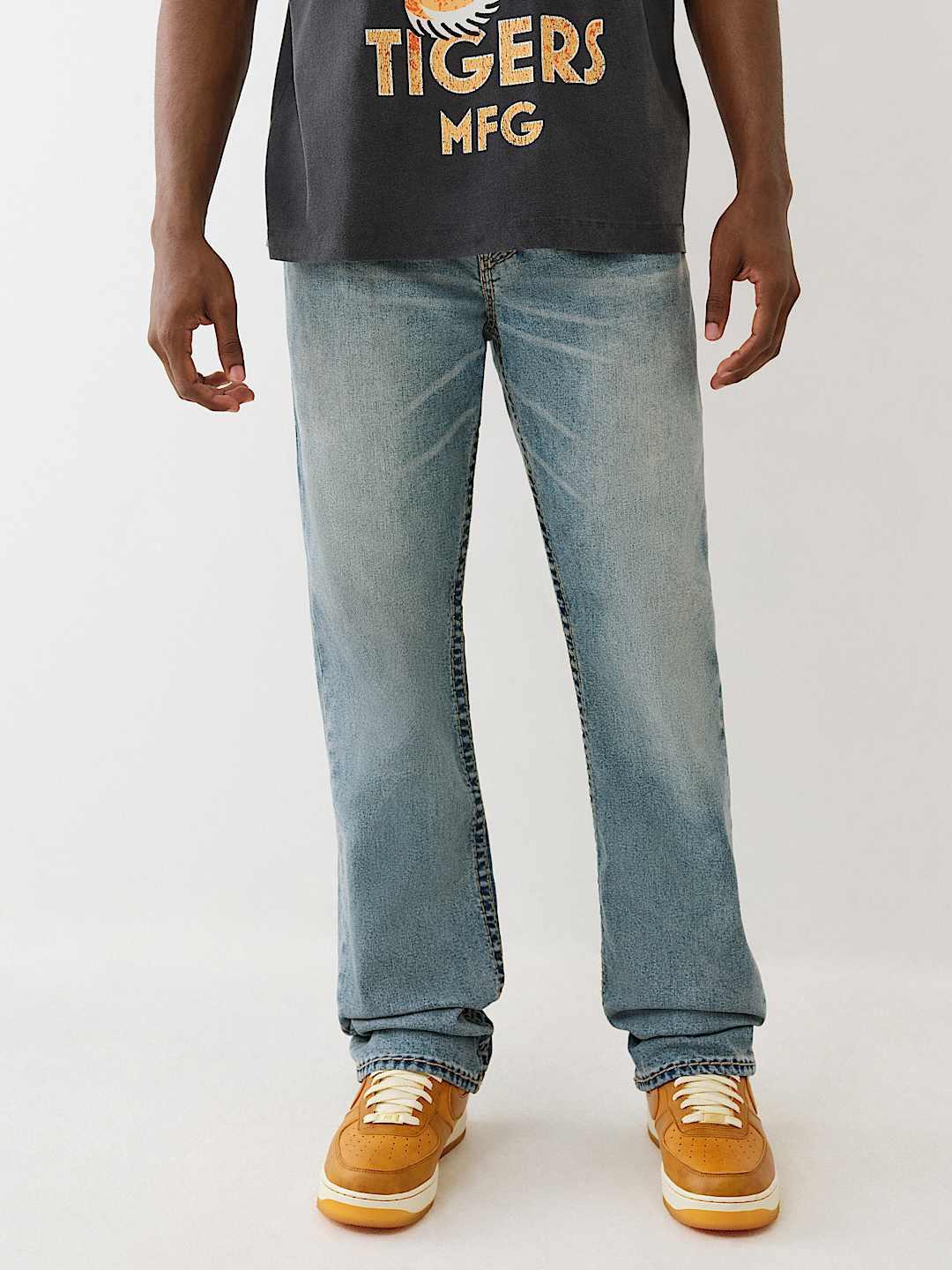 True Religion Men Super T Ricky Straight Fit Light Wash Jeans