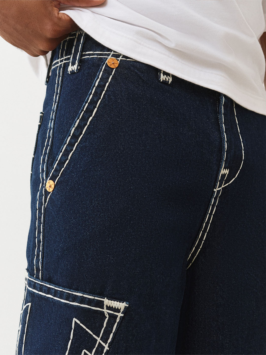 Men oversize navy blue solid pure cotton trouser