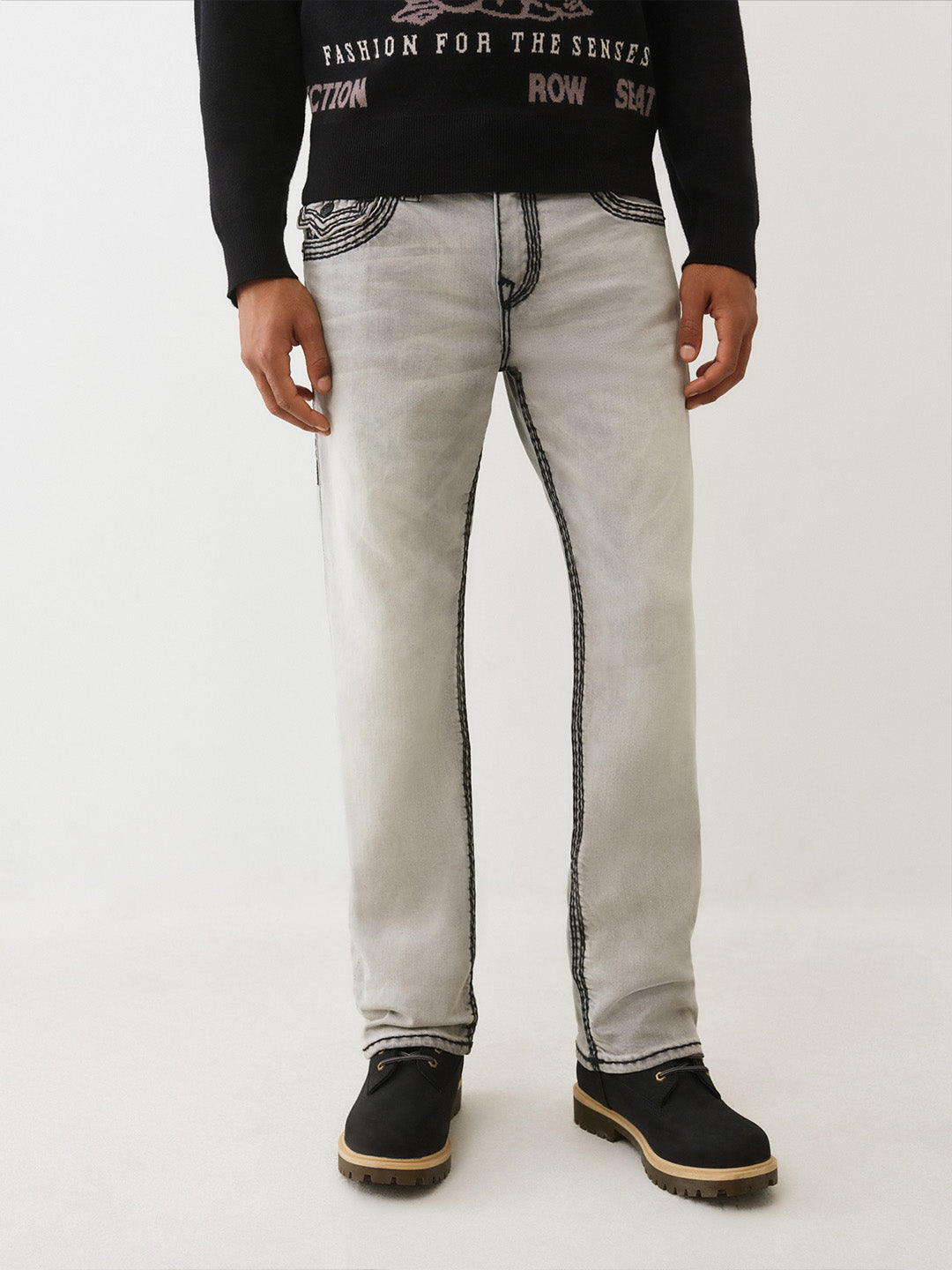 Men grey super qt straight fit jeans