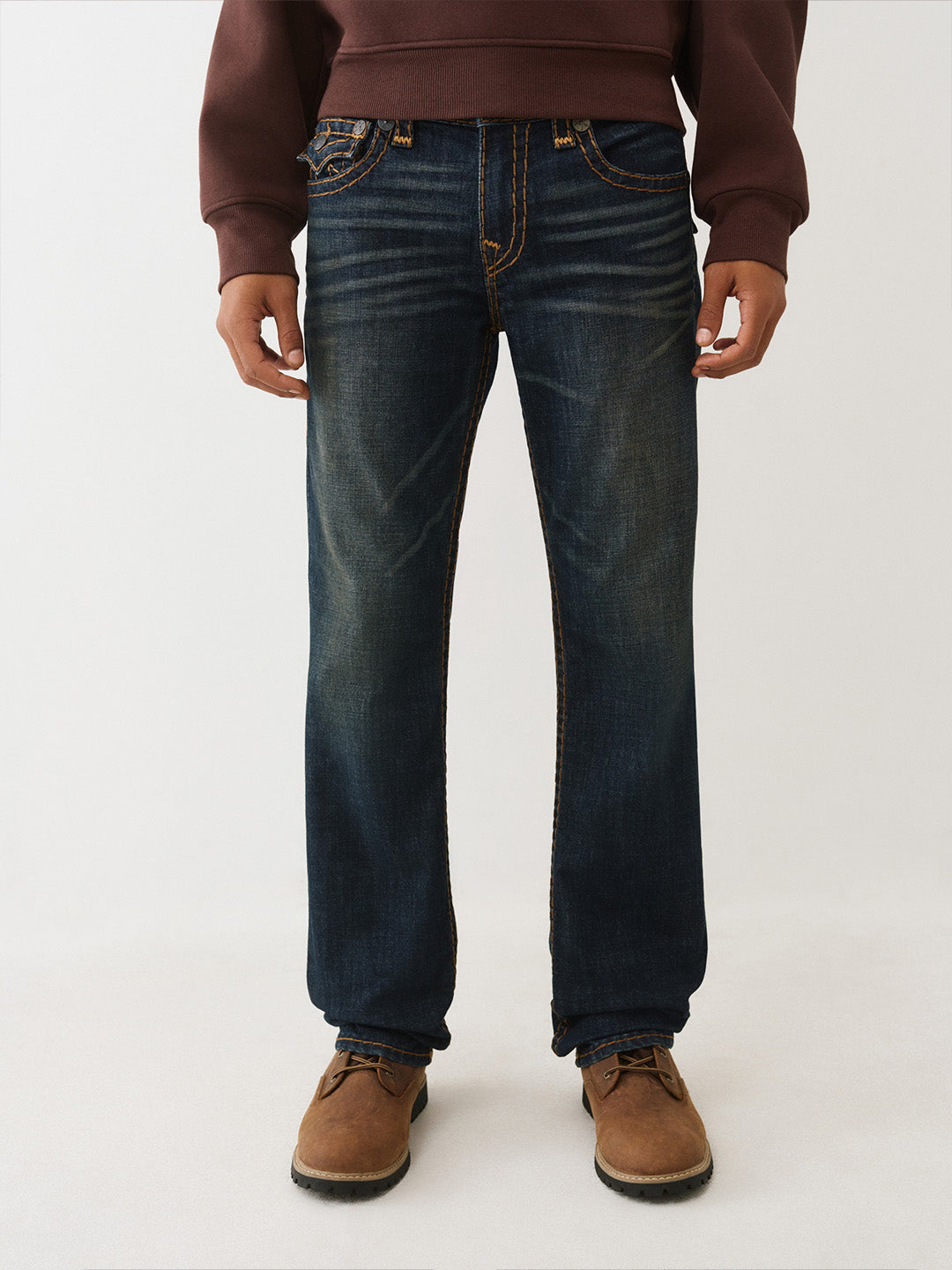 Men dark indigo super t straight fit jeans