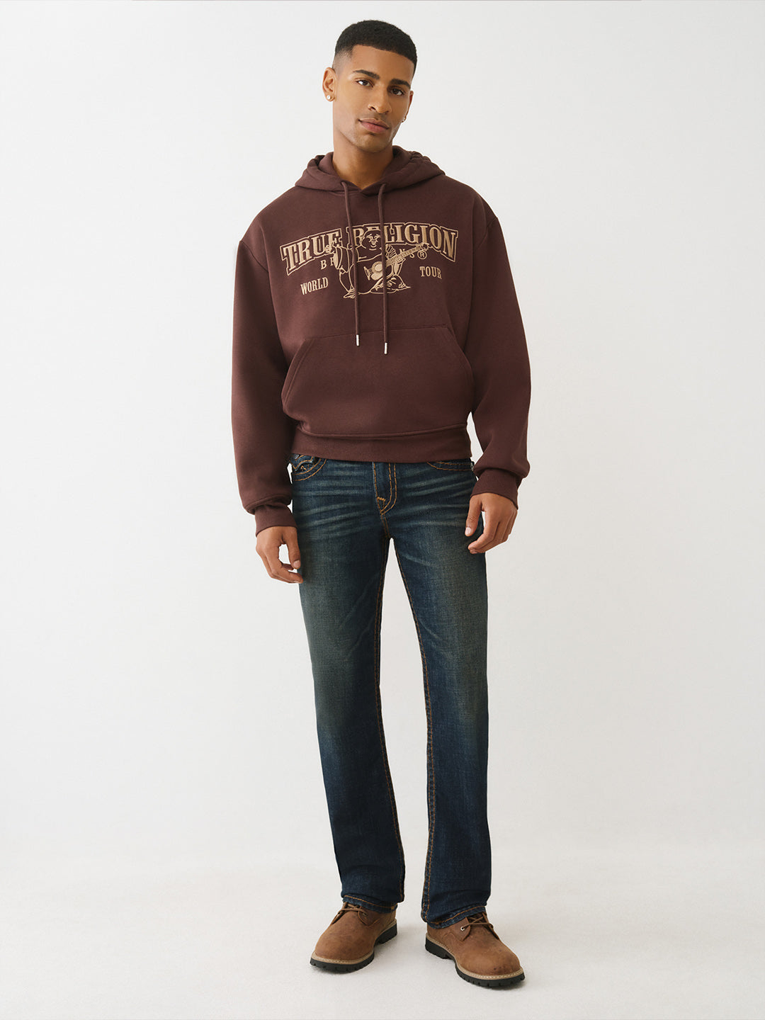 Men dark indigo super t straight fit jeans