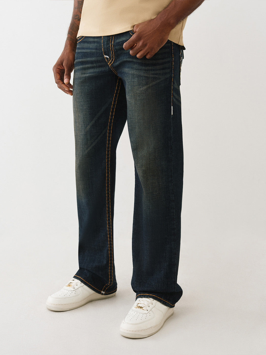 Men blue super t bootcut fit jeans