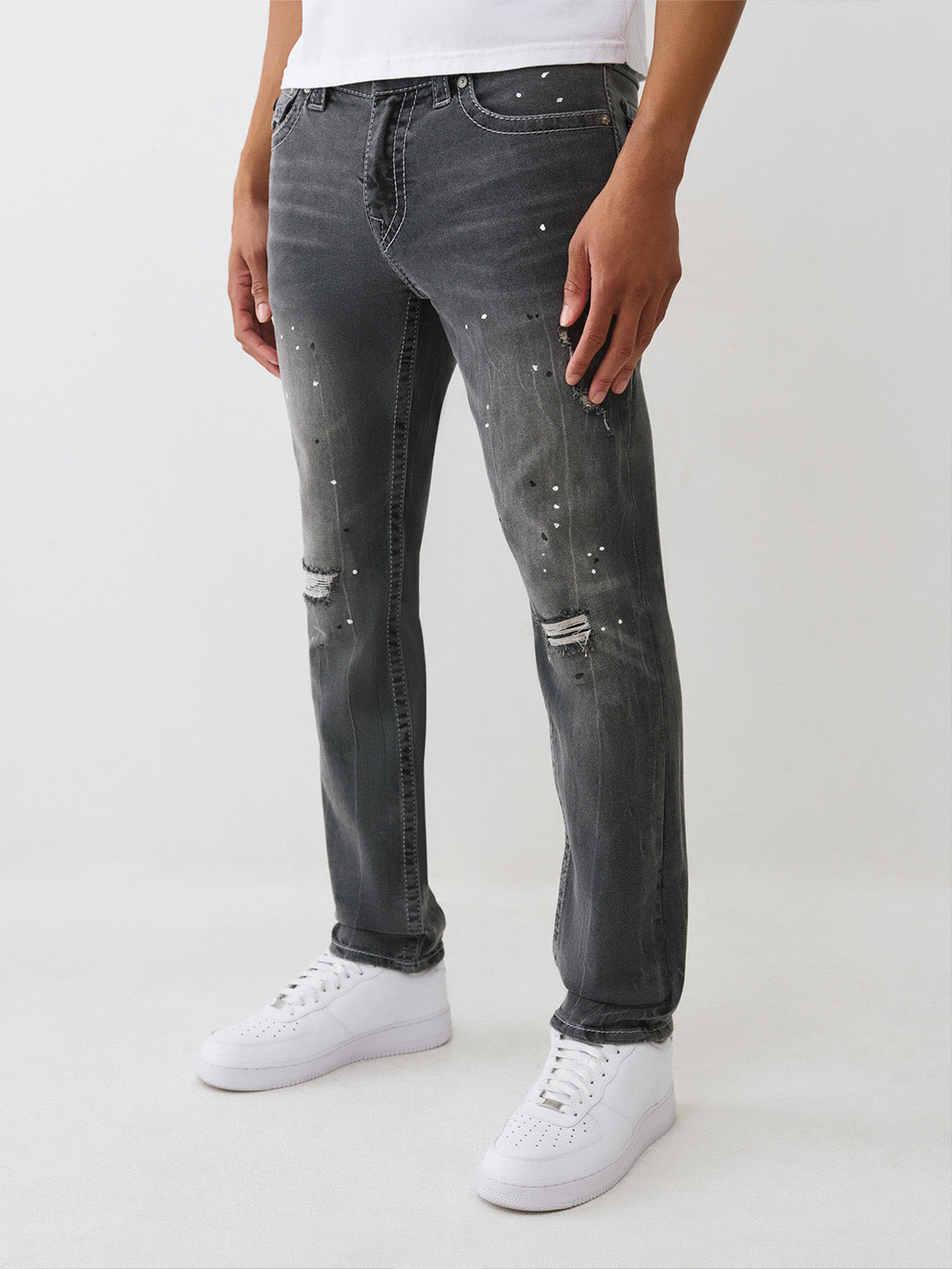 Men grey big t slim fit jeans