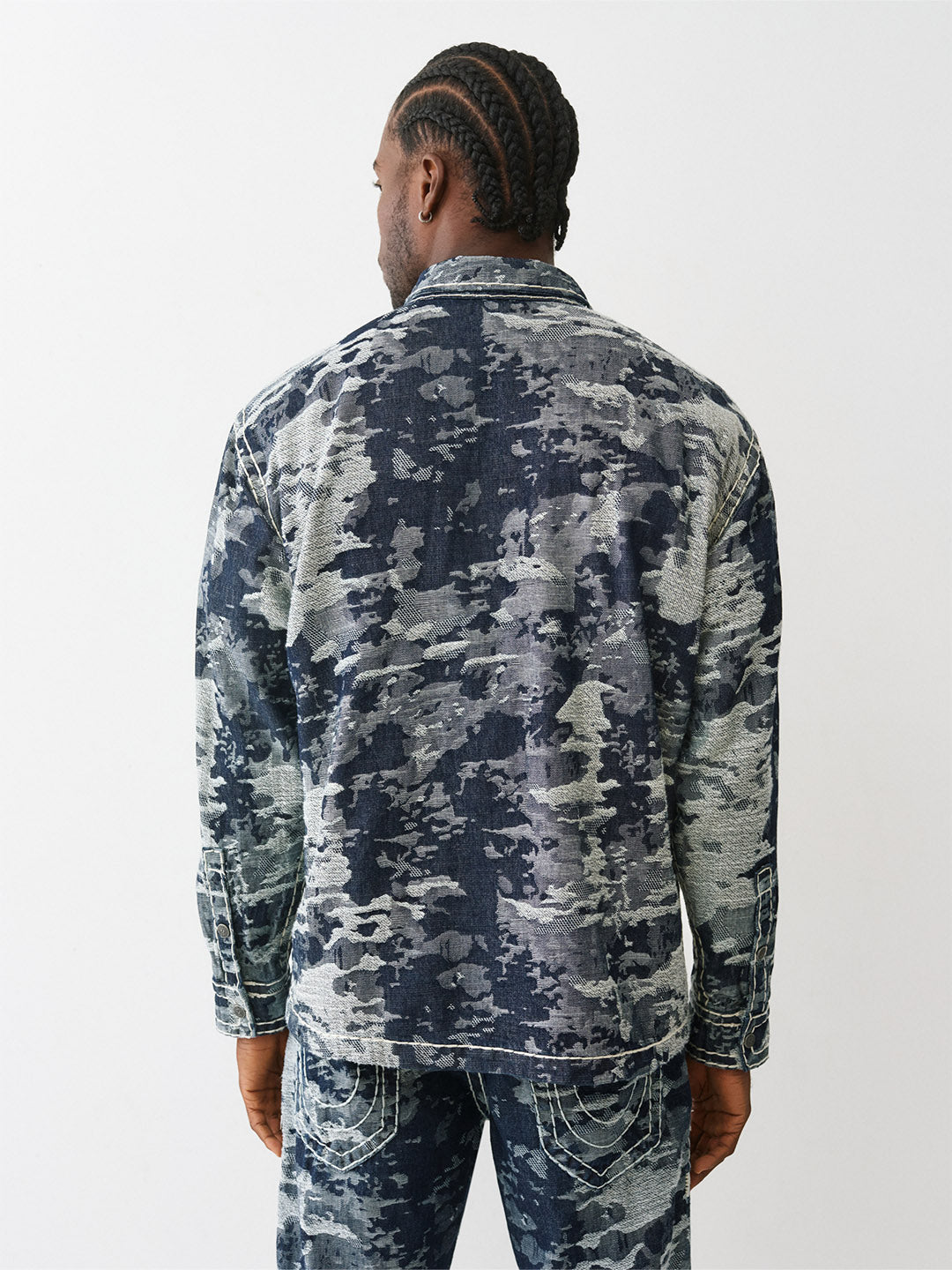 Men straight fit blue printed pure cotton shirt