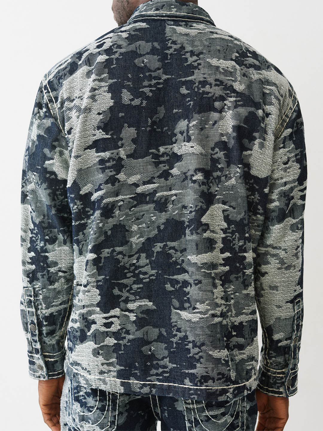 True Religion Men Straight Fit Blue Printed Pure Cotton Shirt