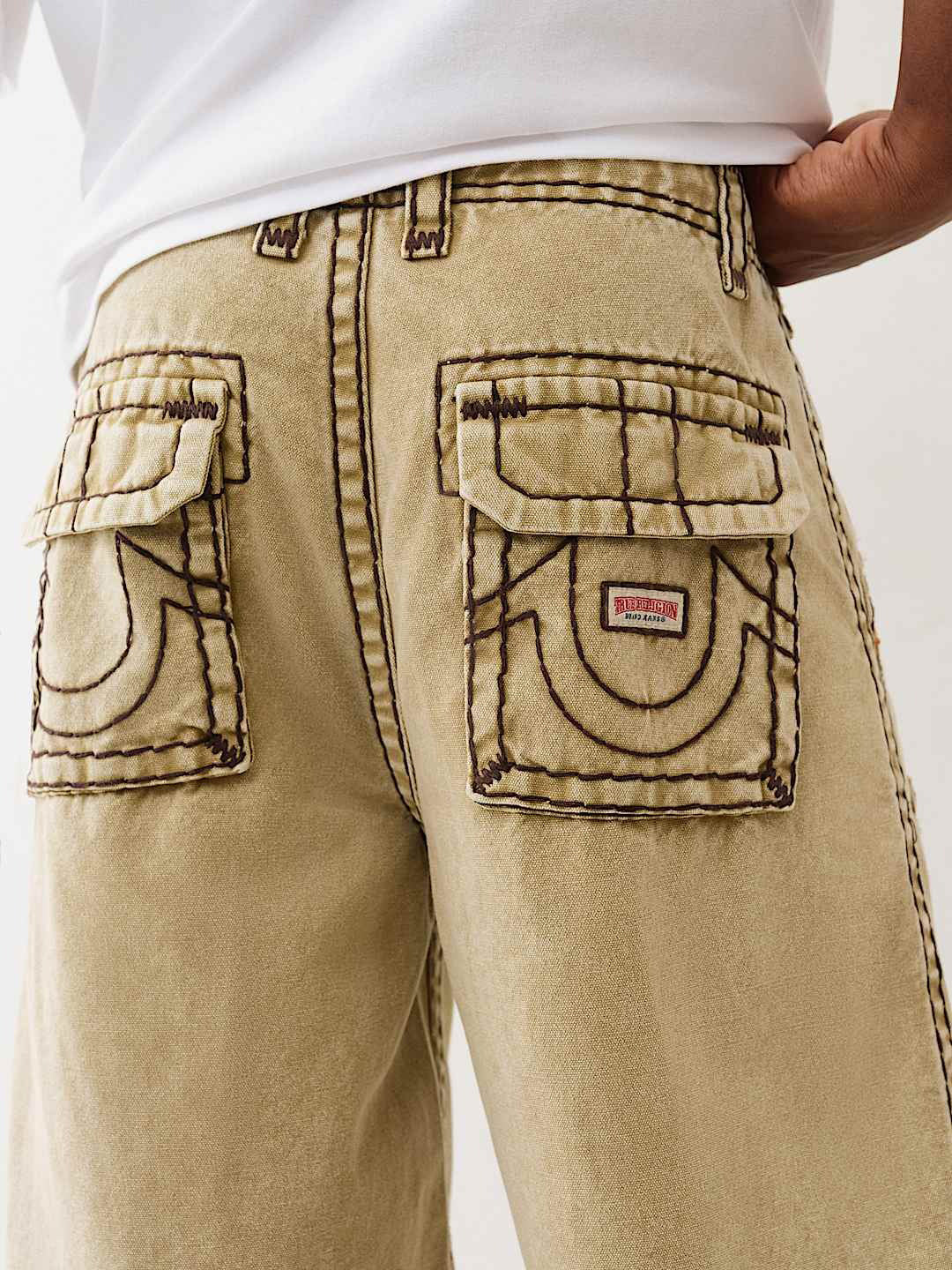 Men beige super t lightly washed mid rise baggy jeans