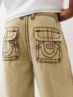 TRUE RELIGION Men Beige Super T Lightly Washed Mid Rise Baggy Jeans