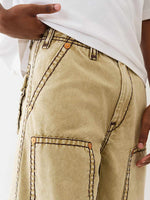 TRUE RELIGION Men Beige Super T Lightly Washed Mid Rise Baggy Jeans