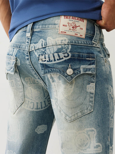 True Religion Men Light Blue Solid Straight Fit SN Ricky Jeans