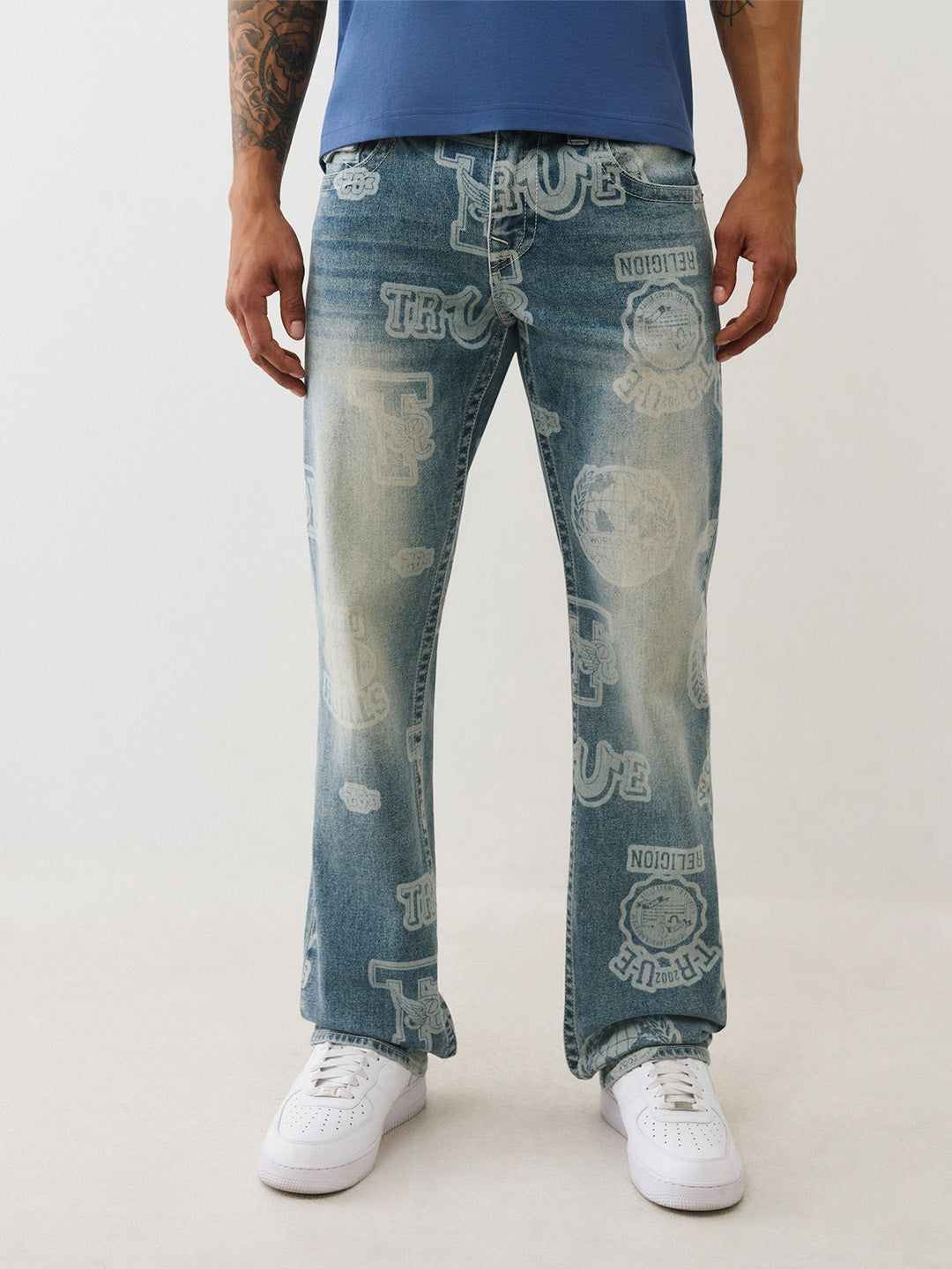 TRUE RELIGION Men Light Blue SN Straight Fit Jeans