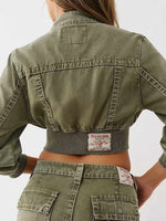 TRUE RELIGION Women Green Boxy Fit Denim Jacket