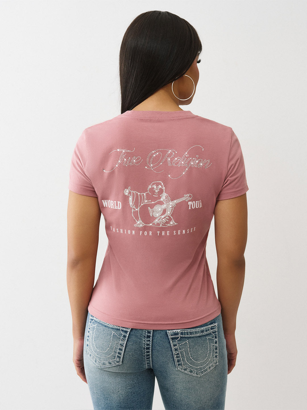 Women regular fit pink logo t shirt
