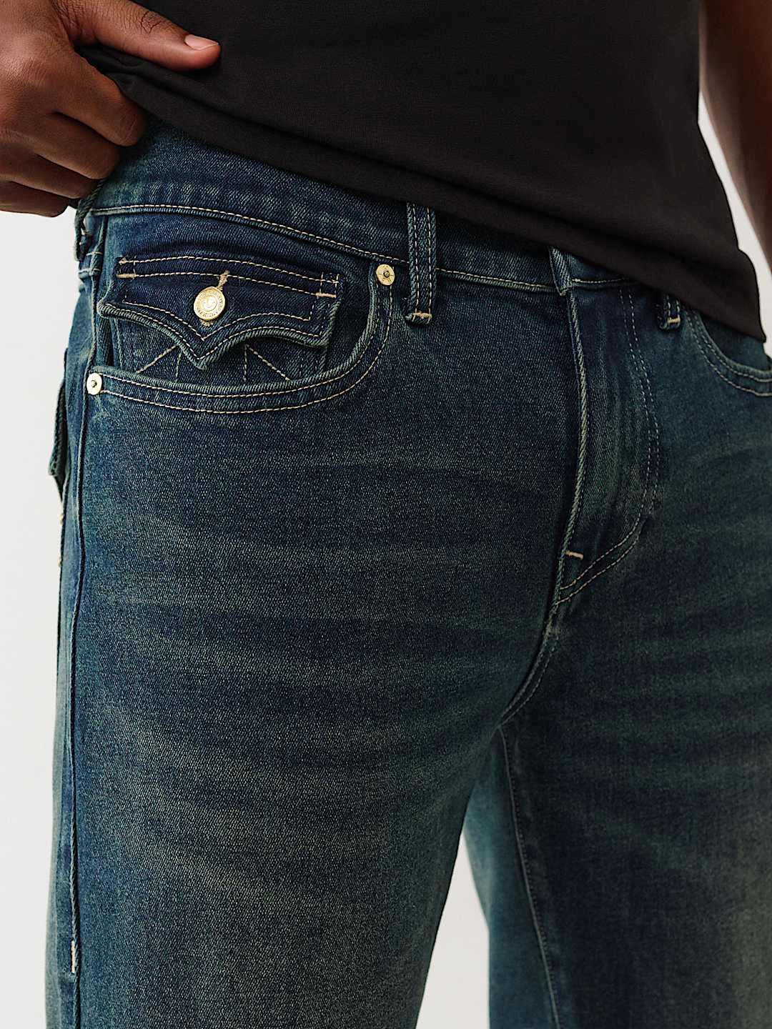 True Religion Men Stud HS Geno Slim Fit Medium Wash Jeans