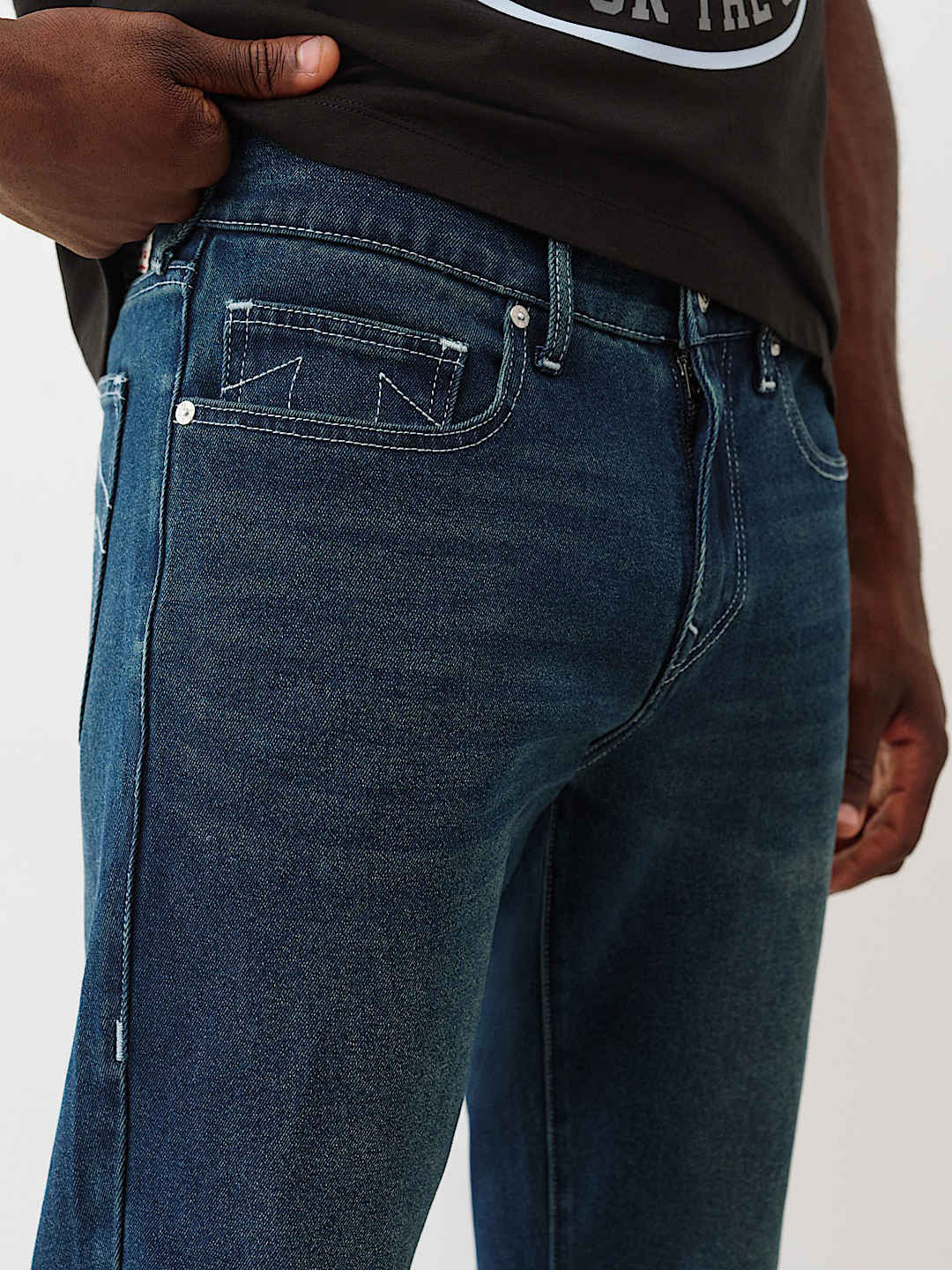 Men dark blue sn ricky straight fit jeans