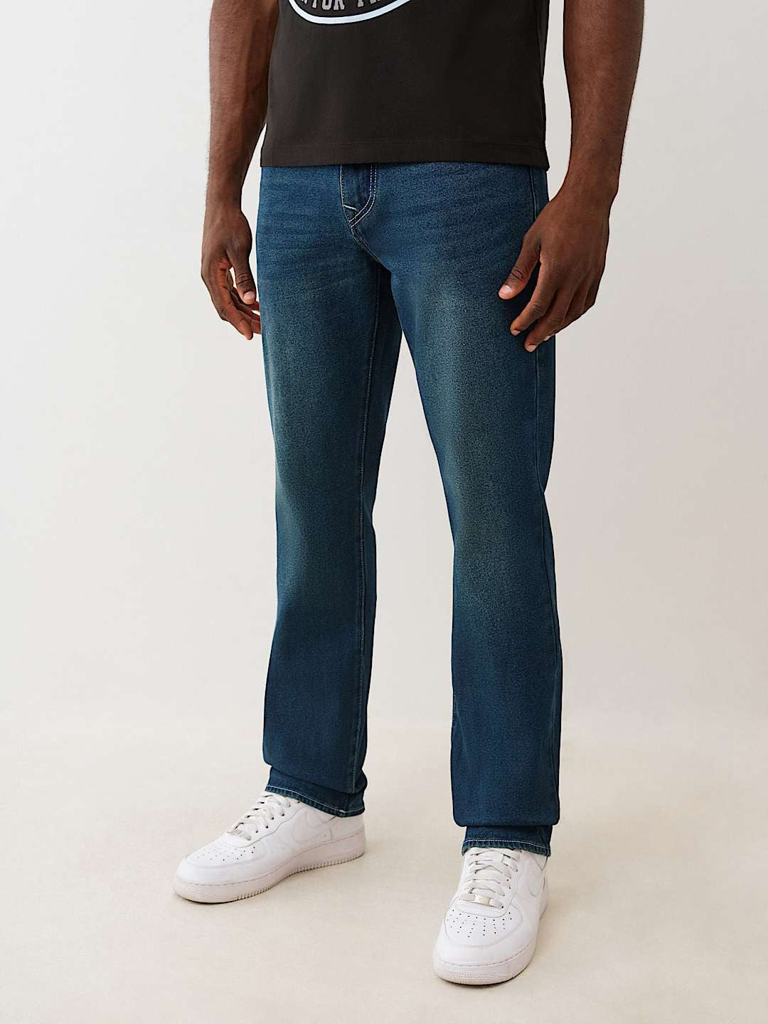 Men dark blue sn ricky straight fit jeans
