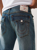 TRUE RELIGION Men Indigo Blue SN Ricky Straight Fit Jeans