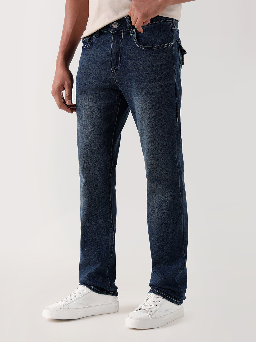 Men navy blue sn straight fit jeans