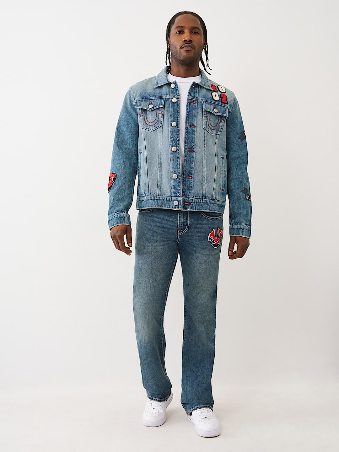 True Religion Men SN, Patch Work Billy Bootcut Fit Light Wash Jeans