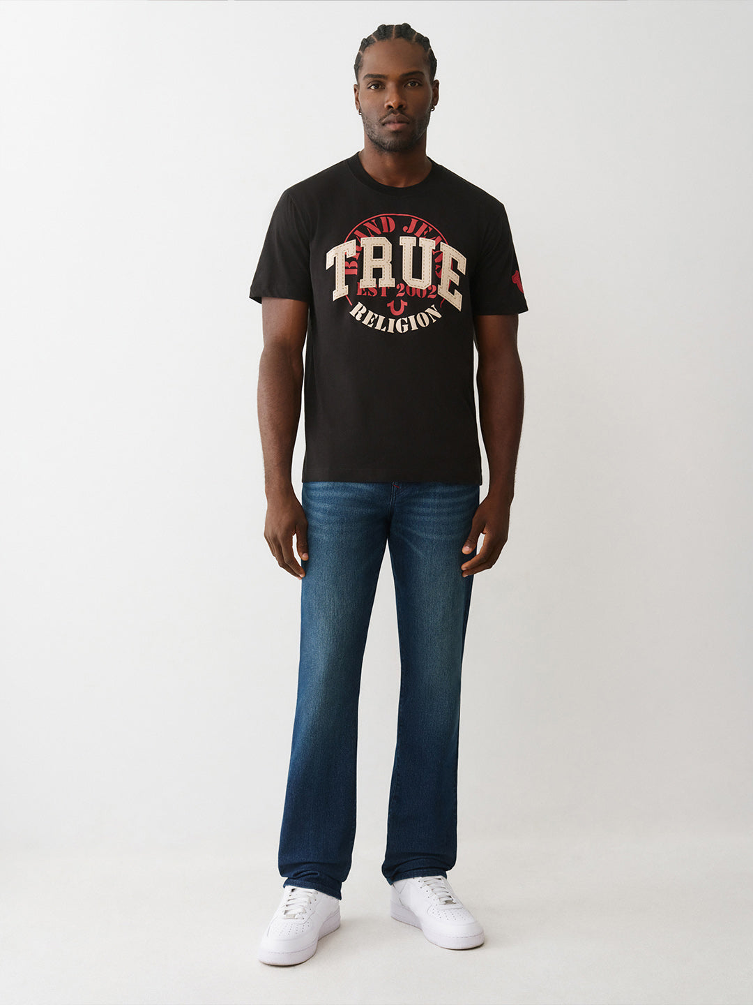 TRUE RELIGION Men Navy Blue SN Straight Fit Jeans