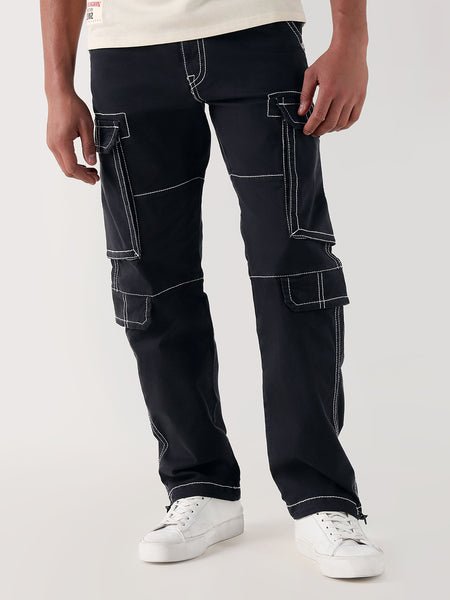 True Religion Men Black Relaxed Fit Cargo