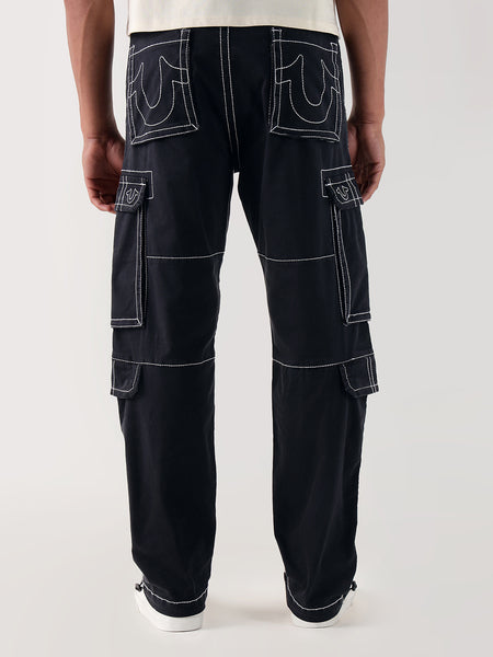 True Religion Men Black Relaxed Fit Cargo