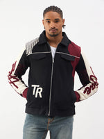 TRUE RELIGION Men Black Embroidered Shirt Collar Jacket