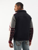 TRUE RELIGION Men Black Embroidered Shirt Collar Jacket