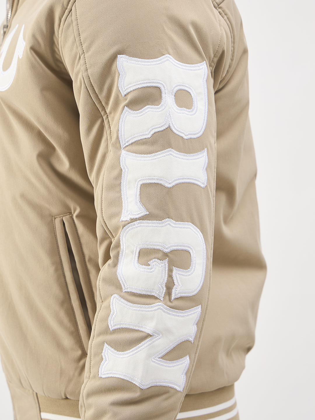 Men beige high neck jacket