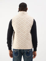 TRUE RELIGION Men Cream Stand Collar Quilted Jacket