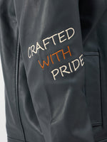 TRUE RELIGION Men Blue Embroidered Leather Jacket