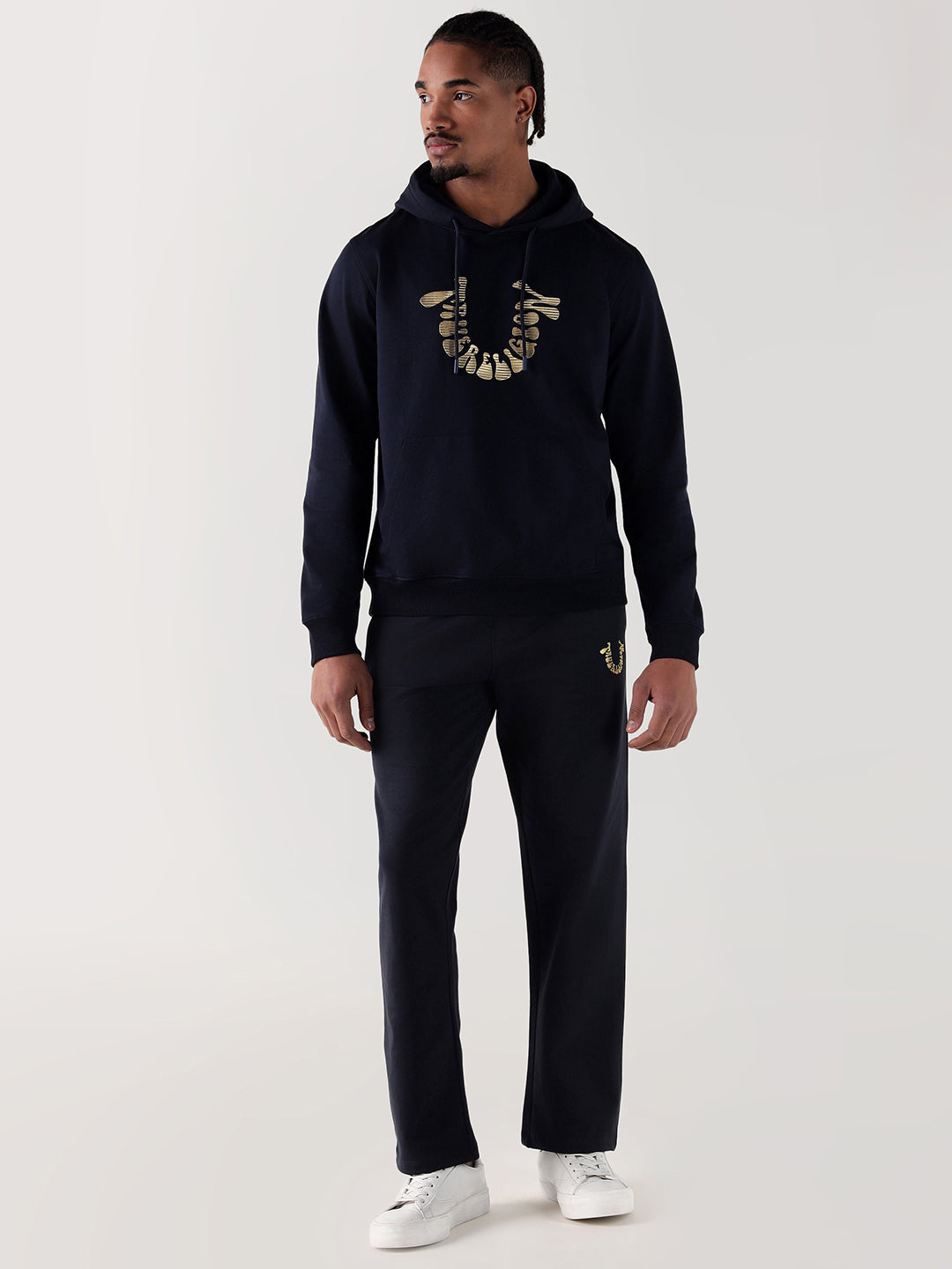 Men navy blue relaxed fit sweatpant