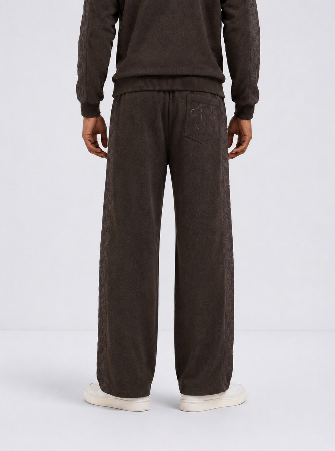 True Religion Men Brown Quilting Relaxed Fit Sweatpant