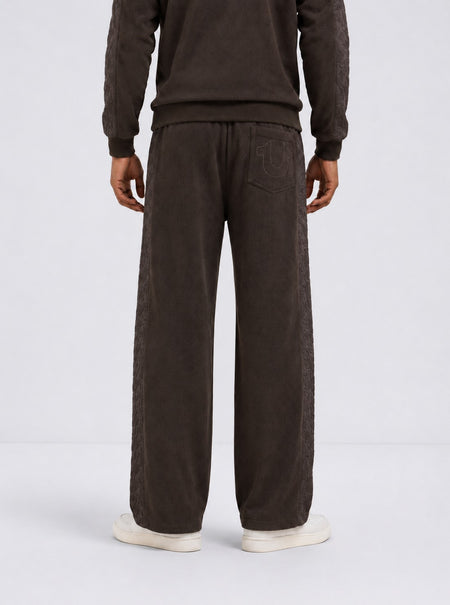 True Religion Men Brown Quilting Relaxed Fit Sweatpant