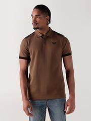 TRUE RELIGION Men Brown Logo Regular Fit Polo T-Shirt